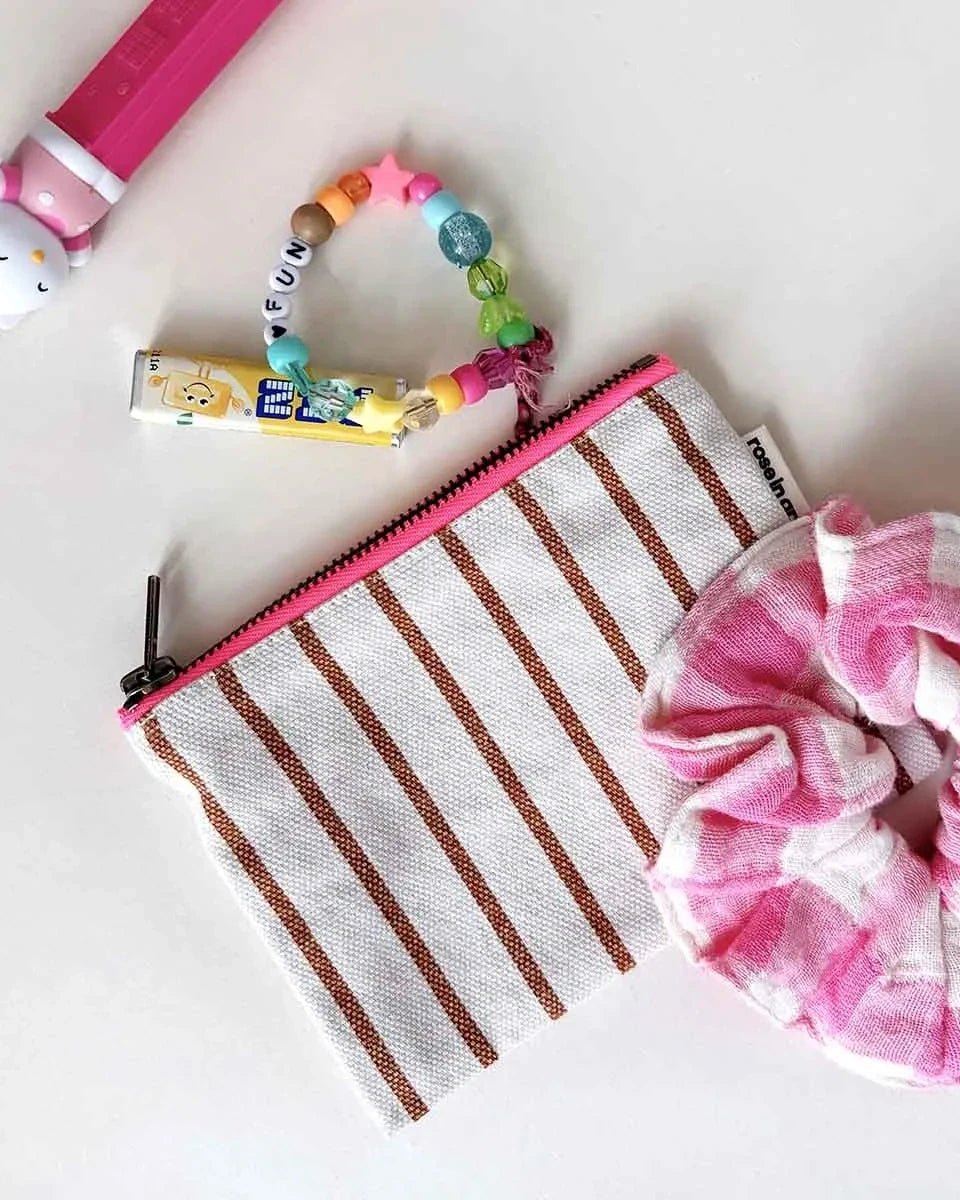 Rose in April - MARIE Geldbeutel • Stripes Tennis Pecan/Greige - ROSA ECK