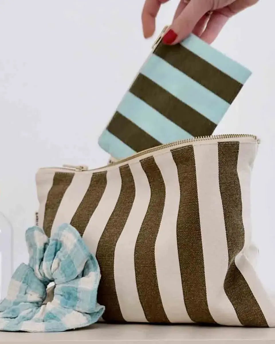 Rose in April - MARIE Mini - Beutel • Stripes Aque/Olive - Beutel - ROSA ECK Concept Store