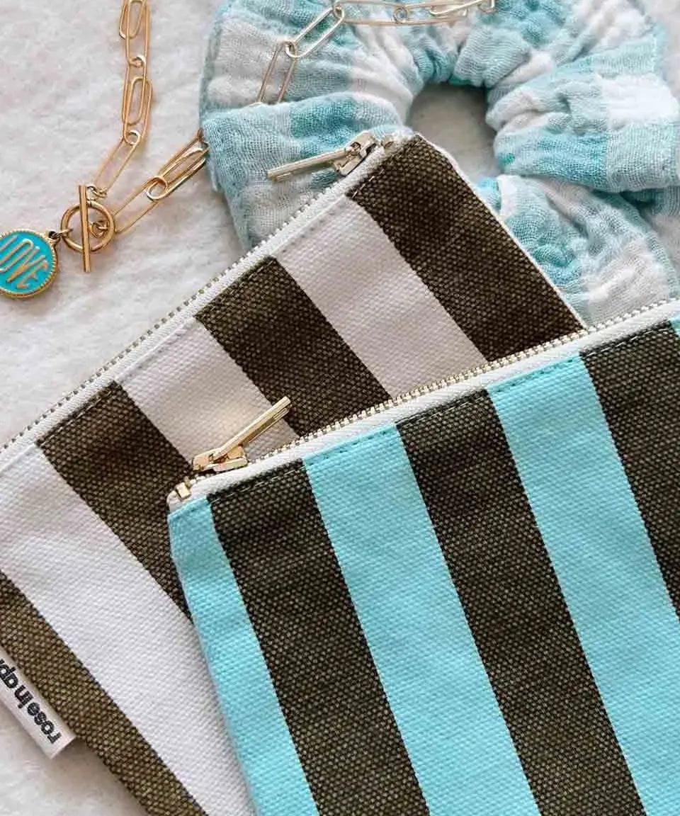 Rose in April - MARIE Mini - Beutel • Stripes Aque/Olive - Beutel - ROSA ECK Concept Store