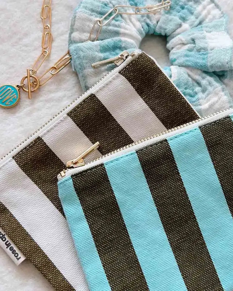 Rose in April - MARIE Mini - Beutel • Stripes Aque/Olive - Beutel - ROSA ECK Concept Store