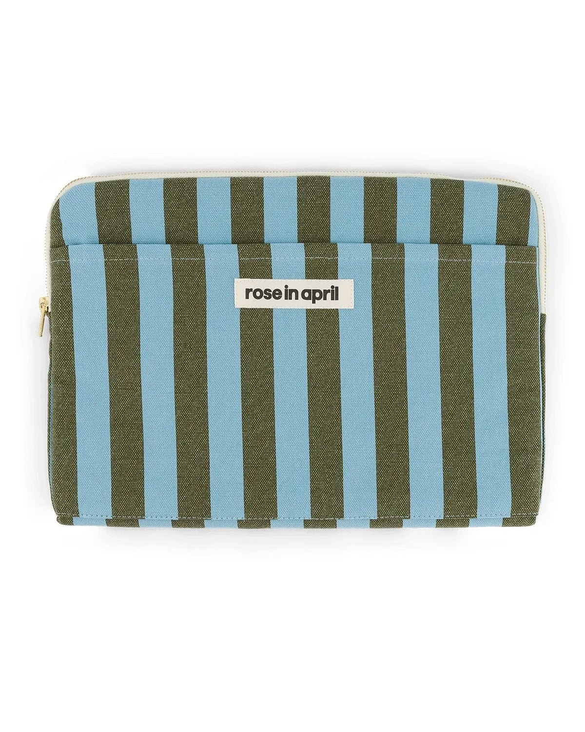 Rose in April - OCTAVE Laptophülle (13/14 Zoll) • Stripes Olive / Blue - Laptoptasche - ROSA ECK