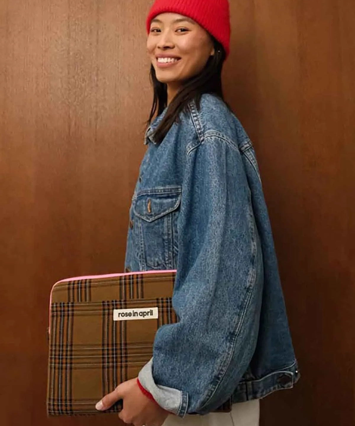 Rose in April - OCTAVE Laptophülle (13/14 Zoll) • Tartan Check - Laptoptasche - ROSA ECK