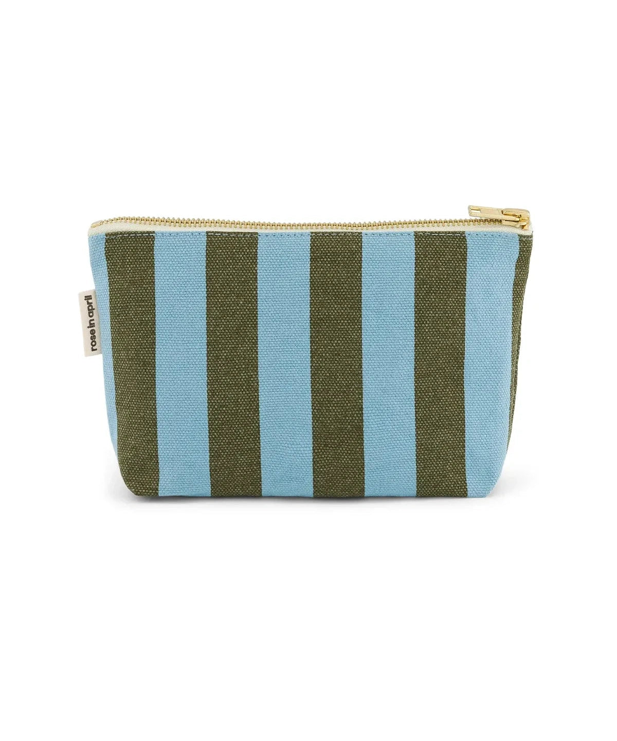 Rose in April - SOFIA Kleiner Kulturbeutel • Streifen Olivgrün / Blau - Kulturbeutel - ROSA ECK