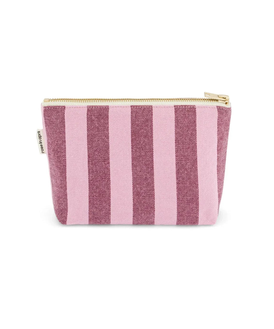 Rose in April - SOFIA Kleiner Kulturbeutel • Stripes Bordeaux/Bubble Pink - Beutel - ROSA ECK Concept Store