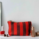 Rose in April - SOFIA Kleiner Kulturbeutel • Stripes Brown/Tomato - ROSA ECK