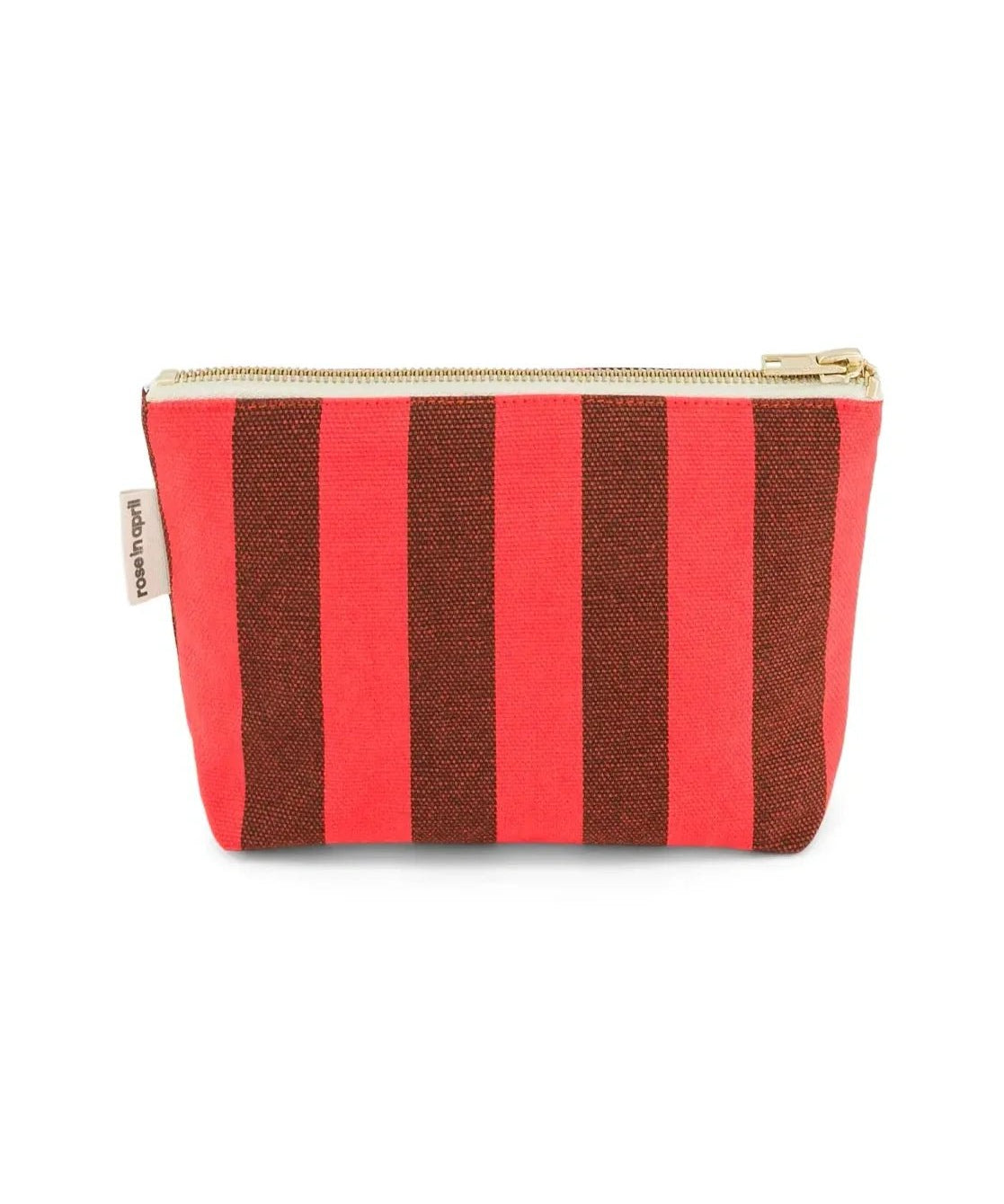 Rose in April - SOFIA Kleiner Kulturbeutel • Stripes Brown/Tomato - ROSA ECK