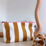 Rose in April - SOFIA Kleiner Kulturbeutel • Stripes Caramel/Ecru - Beutel - ROSA ECK Concept Store