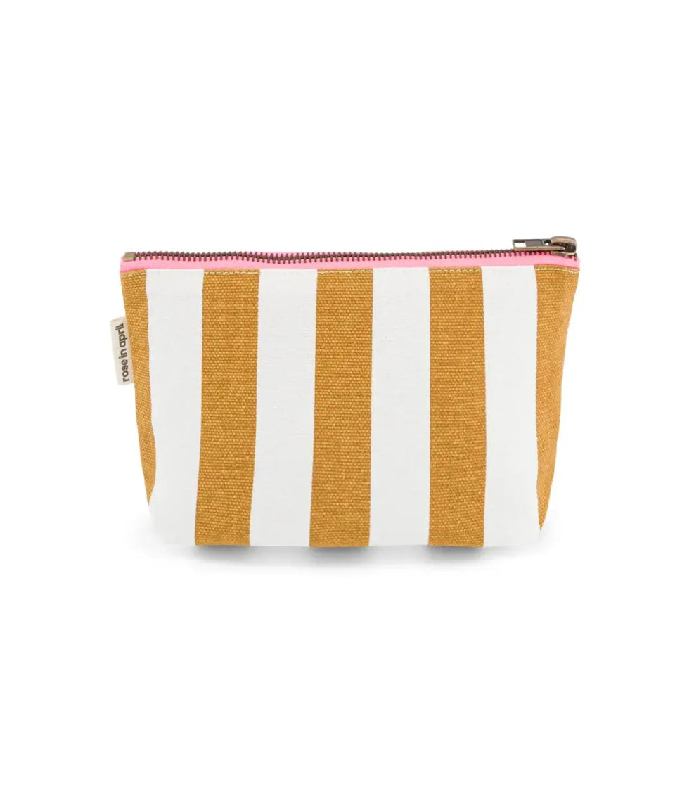 Rose in April - SOFIA Kleiner Kulturbeutel • Stripes Caramel/Ecru - Beutel - ROSA ECK Concept Store