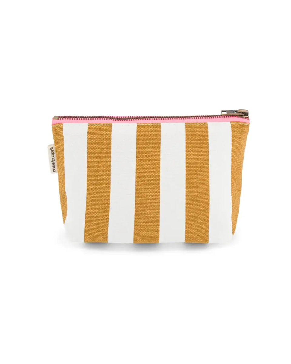 Rose in April - SOFIA Kleiner Kulturbeutel • Stripes Caramel/Ecru - Beutel - ROSA ECK Concept Store