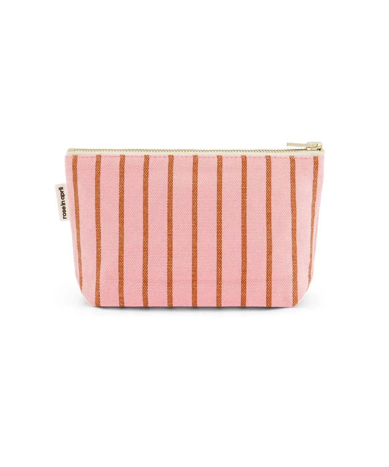 Rose in April - SOFIA Kleiner Kulturbeutel • Stripes Tennis Pecan/Strawberry - ROSA ECK