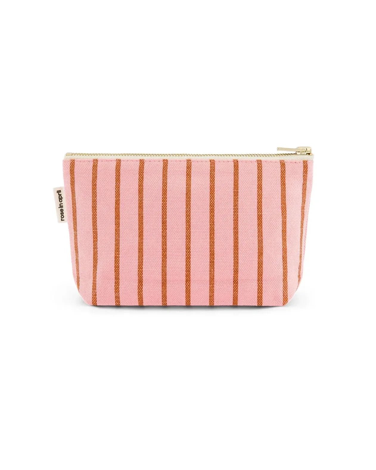Rose in April - SOFIA Kleiner Kulturbeutel • Stripes Tennis Pecan/Strawberry - ROSA ECK