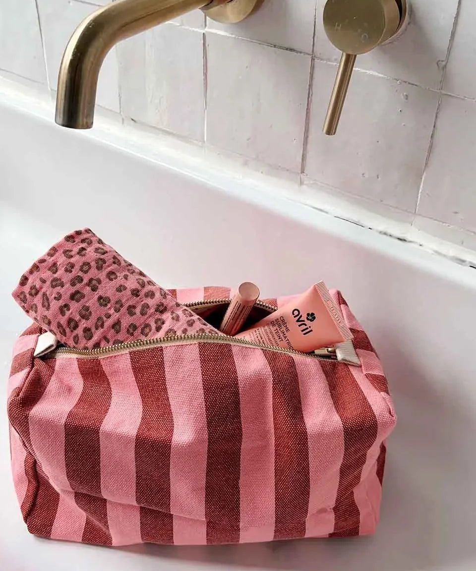 Rose in April - VIC Kulturbeutel • Stripes Brick/Pink - ROSA ECK