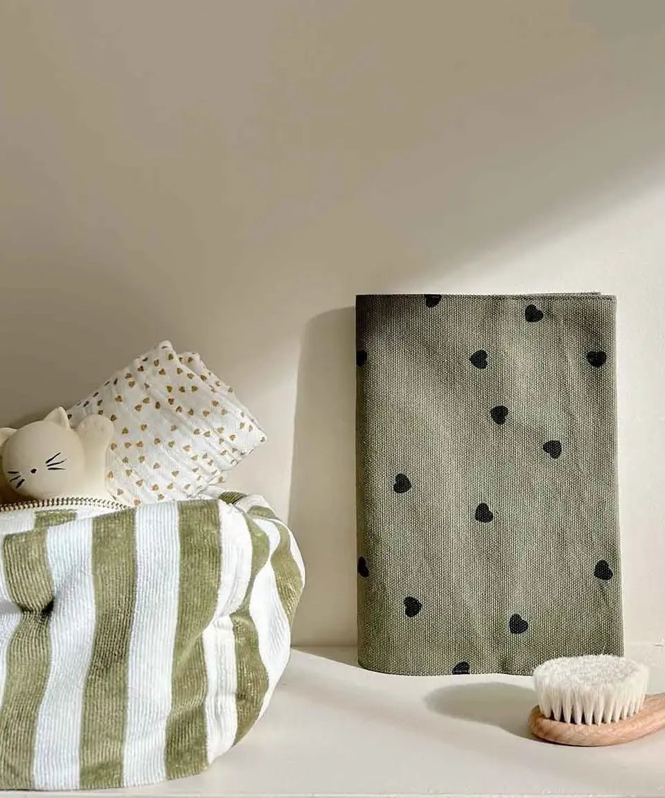 Rose in April - VIC Kulturbeutel • Stripes Kaki Terry - Beutel - ROSA ECK Concept Store