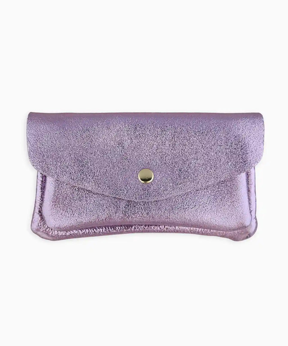 Royal Marais - Geldbeutel aus metallischem Leder mit 2 Taschen • Lila - Geldbeutel - ROSA ECK Concept Store