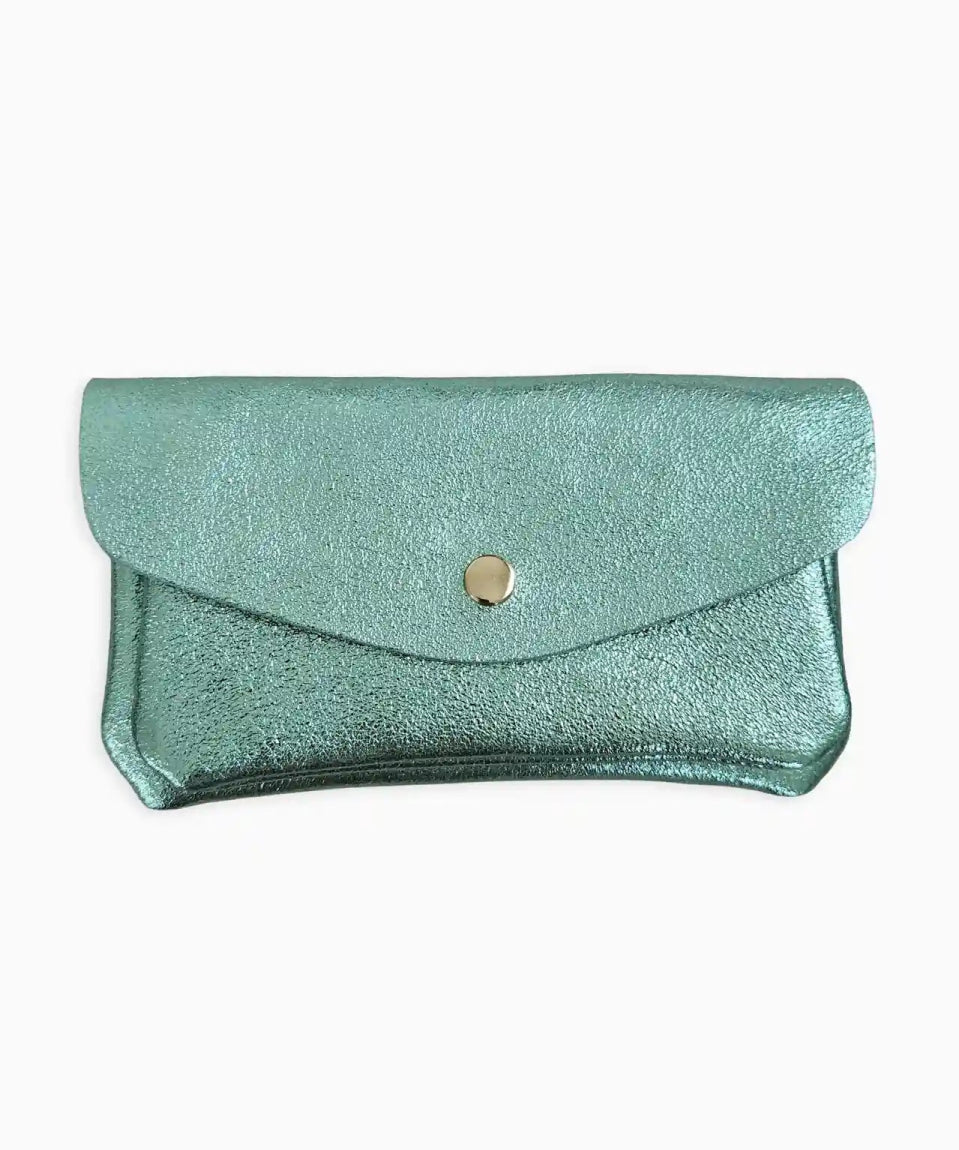 Royal Marais - Geldbeutel aus metallischem Leder mit 2 Taschen • Minz - Grün - Geldbeutel - ROSA ECK Concept Store