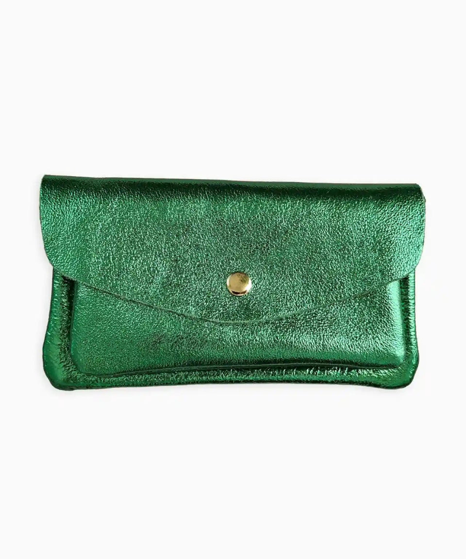Royal Marais - Geldbeutel aus metallischem Leder mit 2 Taschen • Wiesen - Grün - Geldbeutel - ROSA ECK Concept Store