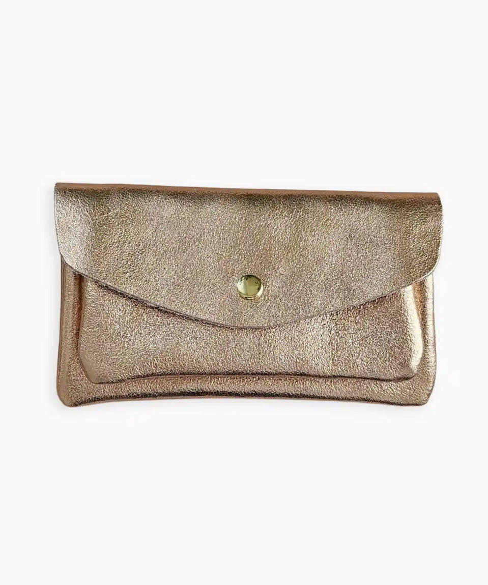 Royal Marais - Großer Geldbeutel aus metallischem Leder • Beige - ROSA ECK Concept Store