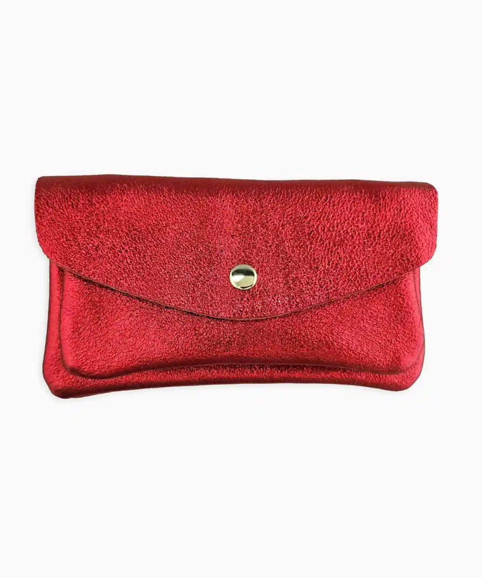 Royal Marais - Großer Geldbeutel aus metallischem Leder • Rot - Geldbeutel - ROSA ECK Concept Store