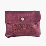 Royal Marais - Kleiner Geldbeutel aus metallischem Leder • Burgunderrot - Geldbeutel - ROSA ECK