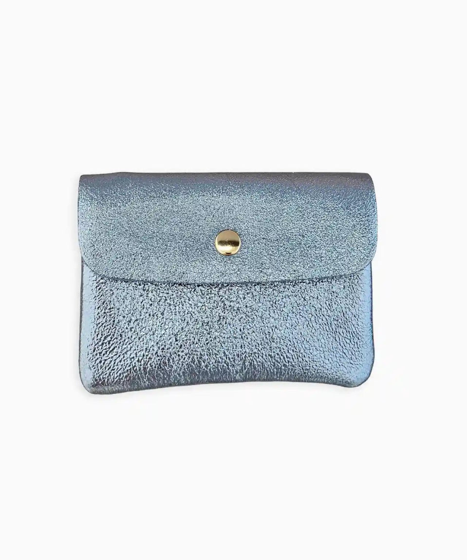 Royal Marais - Kleiner Geldbeutel aus metallischem Leder • Hellblau - ROSA ECK Concept Store