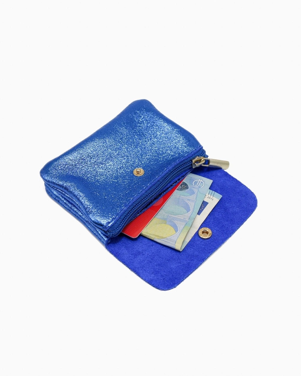 Royal Marais - Kleiner Geldbeutel aus metallischem Leder • Malvenfarbig - Geldbeutel - ROSA ECK