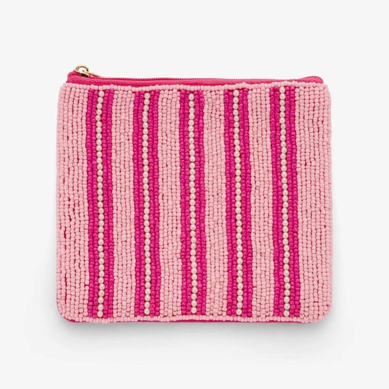 Sansira Jewelry - Geldbeutel/Etui mit Perlen • Streifen - ROSA ECK