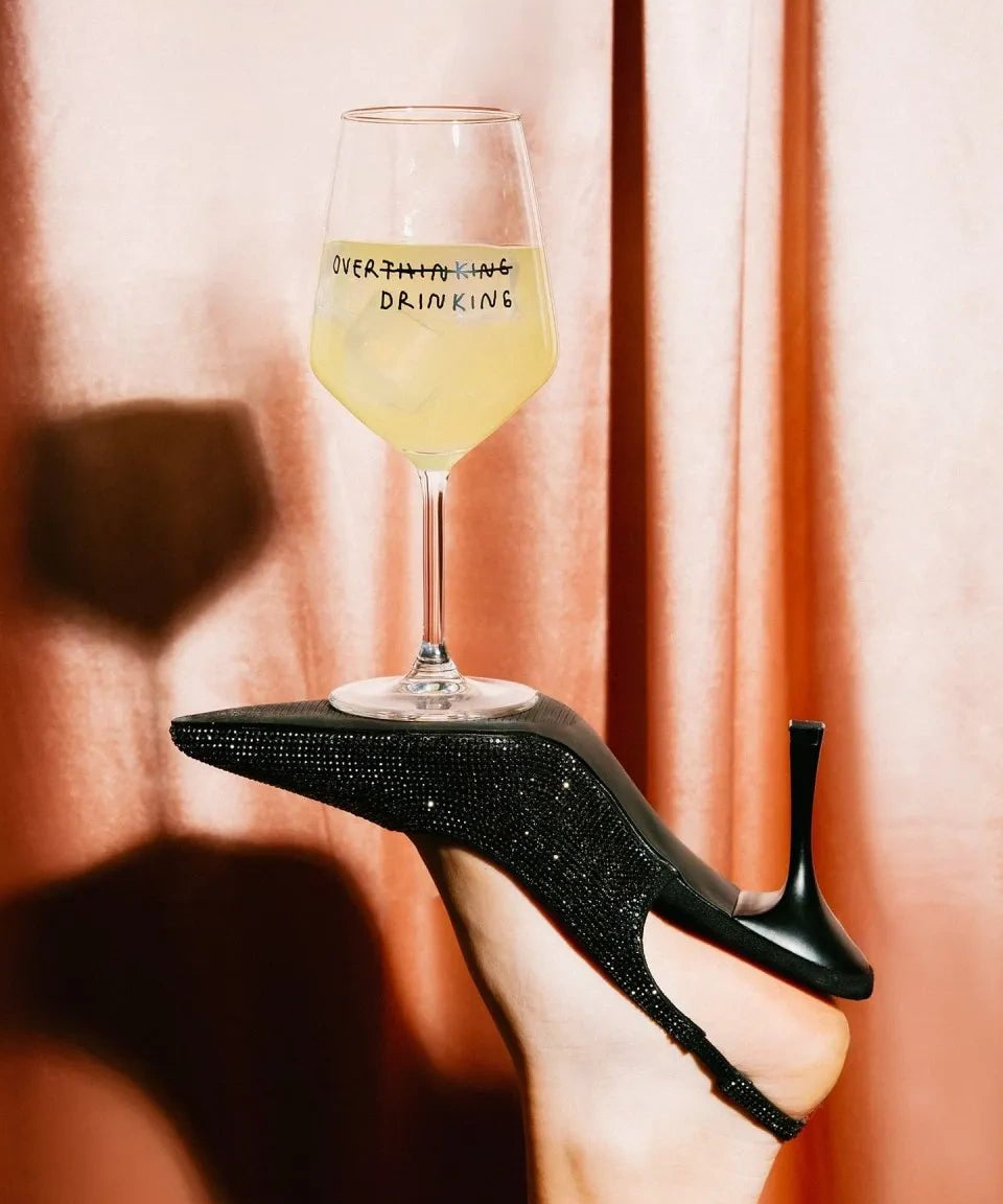 selekkt - OVER THINKING/DRINKING Weinglas - Trinkglas - ROSA ECK