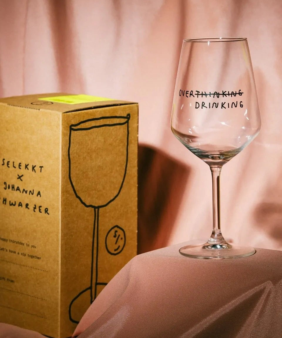 selekkt - OVER THINKING/DRINKING Weinglas - Trinkglas - ROSA ECK