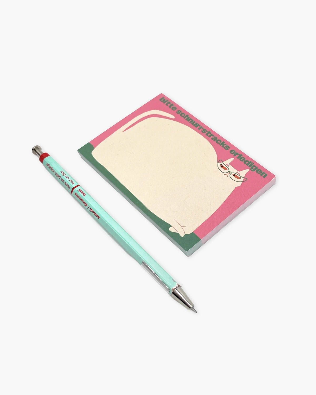 Slinga Illustration - BITTE SCHNURRSTRACKS ERLEDIGEN Notizblock (DIN A7) - ROSA ECK