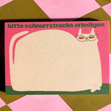 Slinga Illustration - BITTE SCHNURRSTRACKS ERLEDIGEN Notizblock (DIN A7) - ROSA ECK