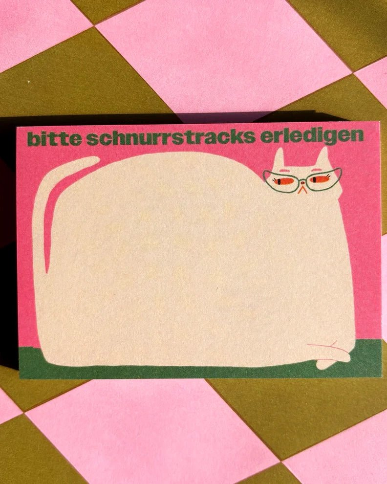 Slinga Illustration - BITTE SCHNURRSTRACKS ERLEDIGEN Notizblock (DIN A7) - ROSA ECK