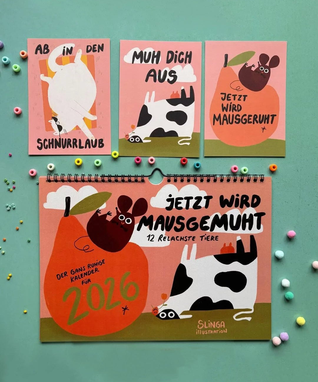 Slinga Illustration - Der Faule Kalender (2026) - Kalender - ROSA ECK Concept Store