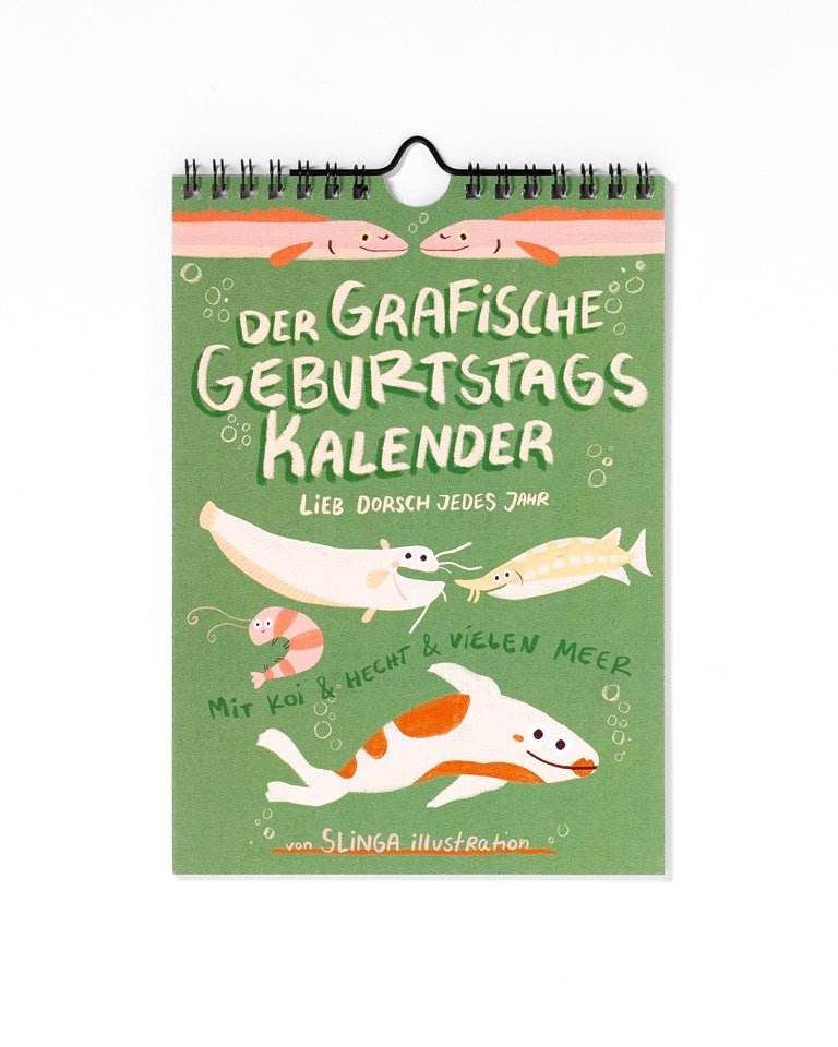 Slinga Illustration - GraFischer Geburtstagskalender für jedes Jahr - ROSA ECK - Fisch, Fische,