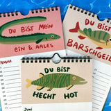 Slinga Illustration - GraFischer Geburtstagskalender für jedes Jahr - ROSA ECK - Fisch, Fische,