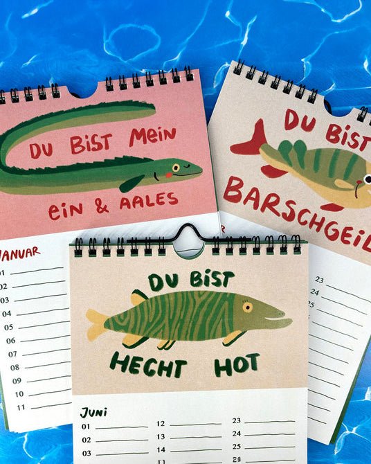 Slinga Illustration - GraFischer Geburtstagskalender für jedes Jahr - ROSA ECK - Fisch, Fische,