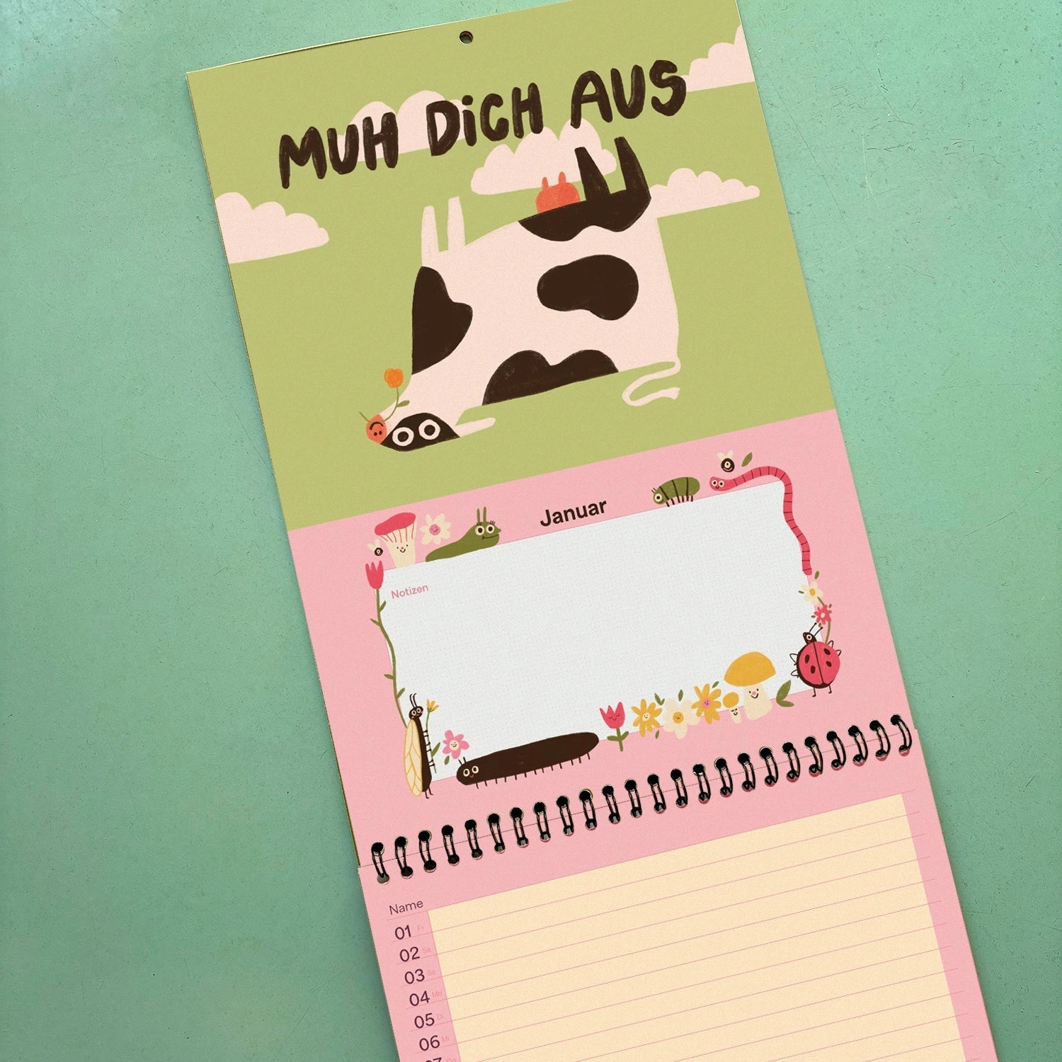 Slinga Illustration - Planer mit Platz Familienkalender (2027) - ROSA ECK