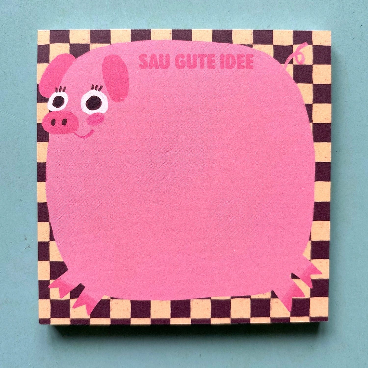 Slinga Illustration - SAU GUTE IDEE Quadratischer Notizblock - ROSA ECK