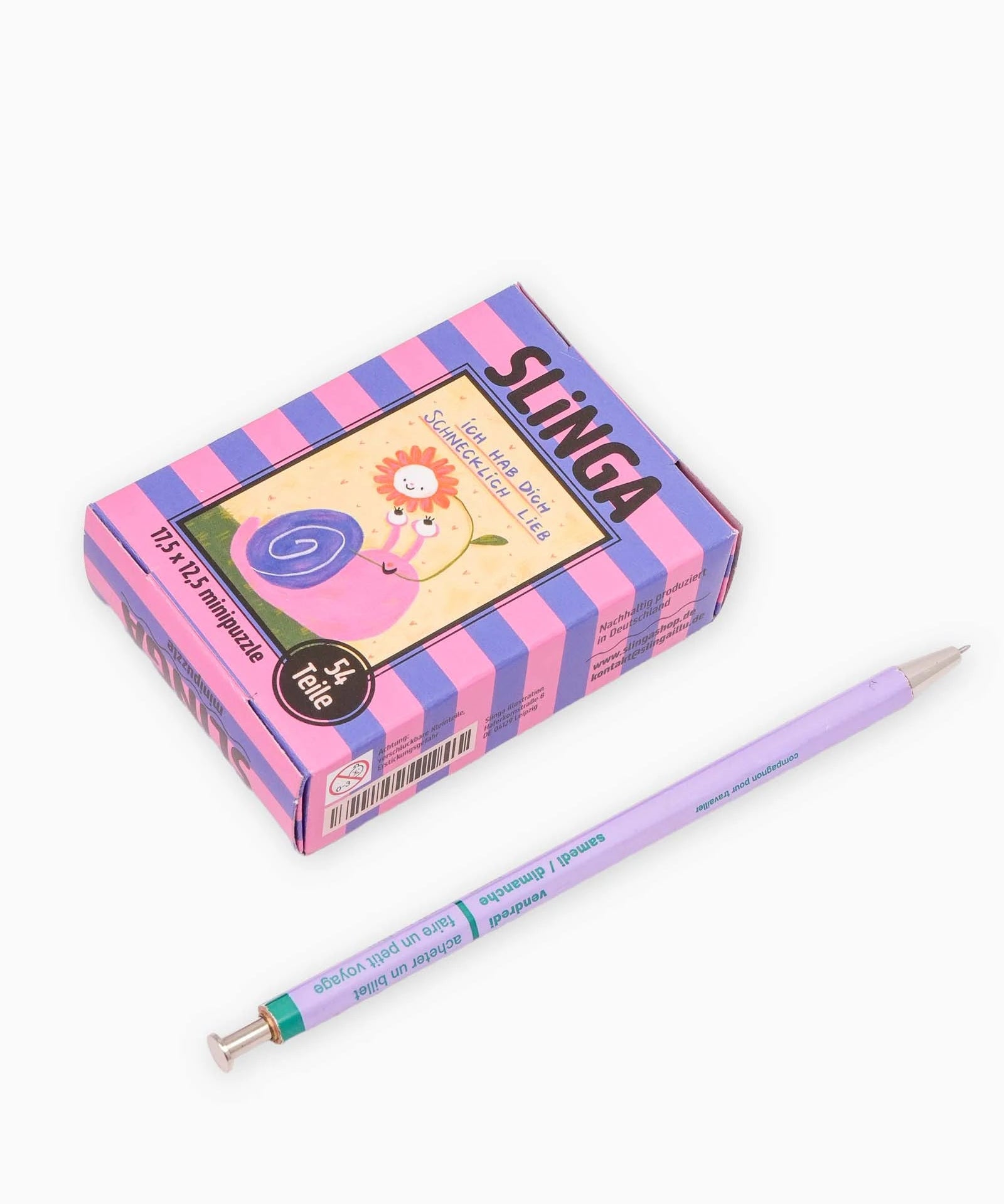 Slinga Illustration - SCHNECKLICH LIEB Mini-Puzzle - ROSA ECK