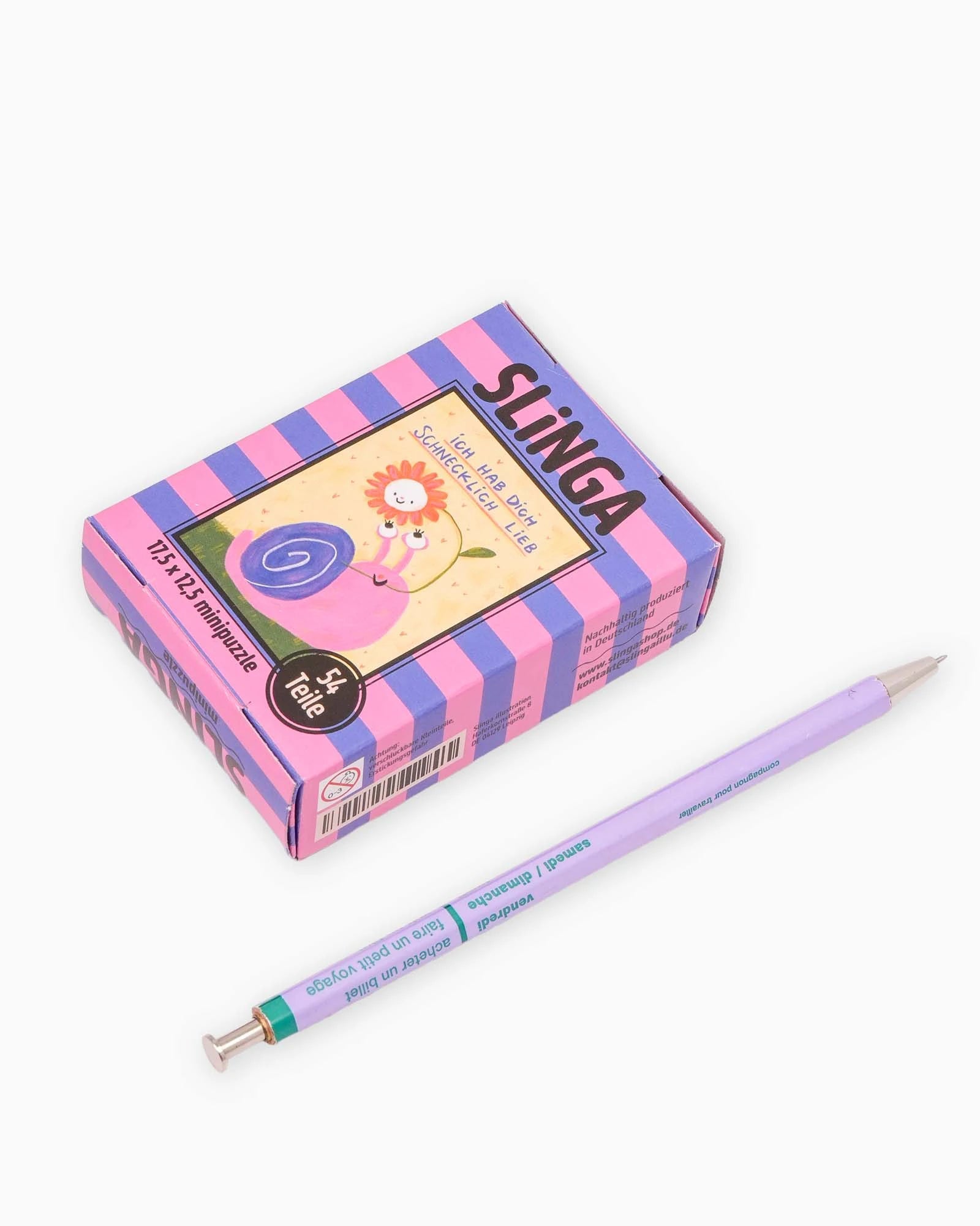 Slinga Illustration - SCHNECKLICH LIEB Mini-Puzzle - ROSA ECK