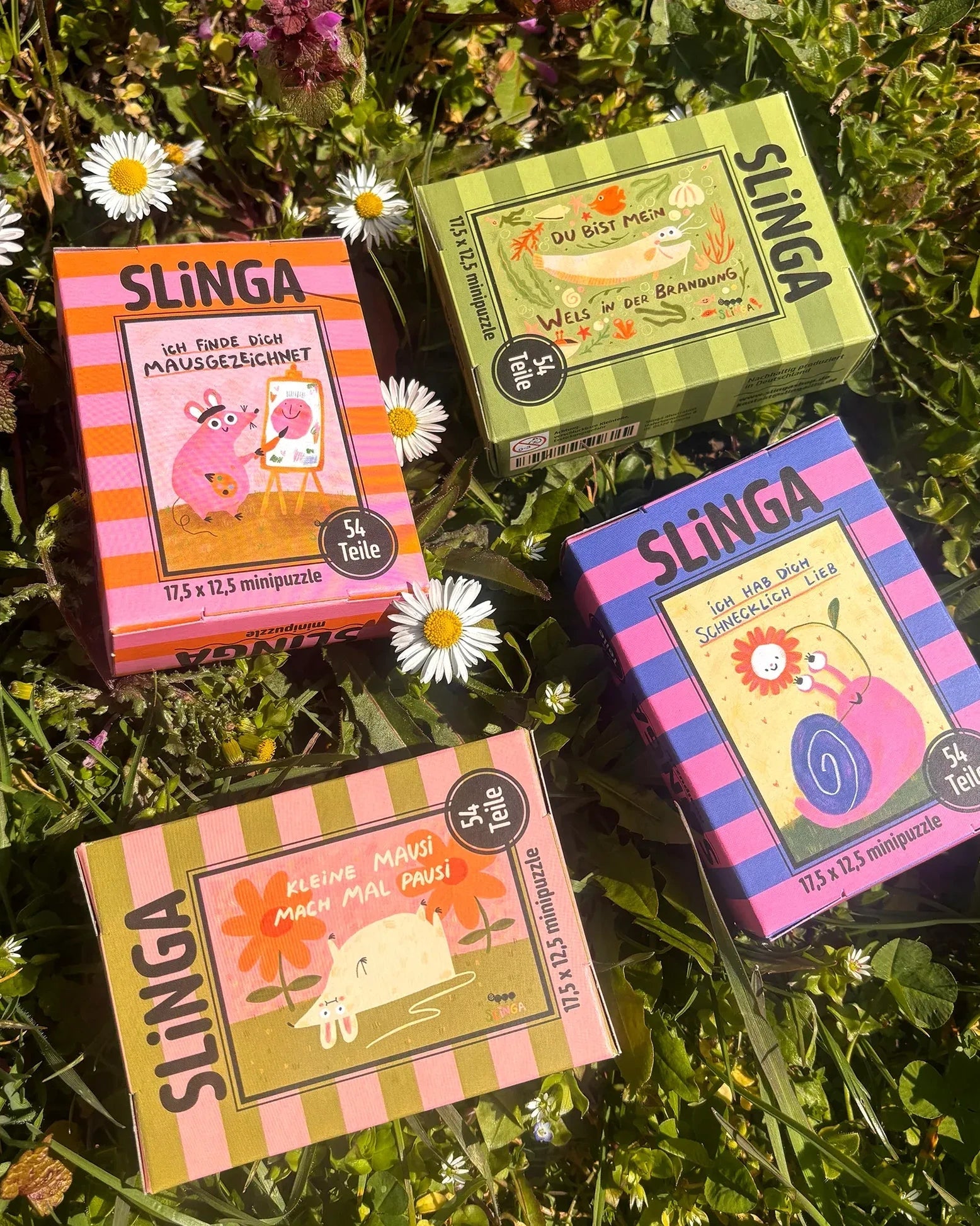Slinga Illustration - WELS IN DER BRANDUNG Mini-Puzzle - ROSA ECK