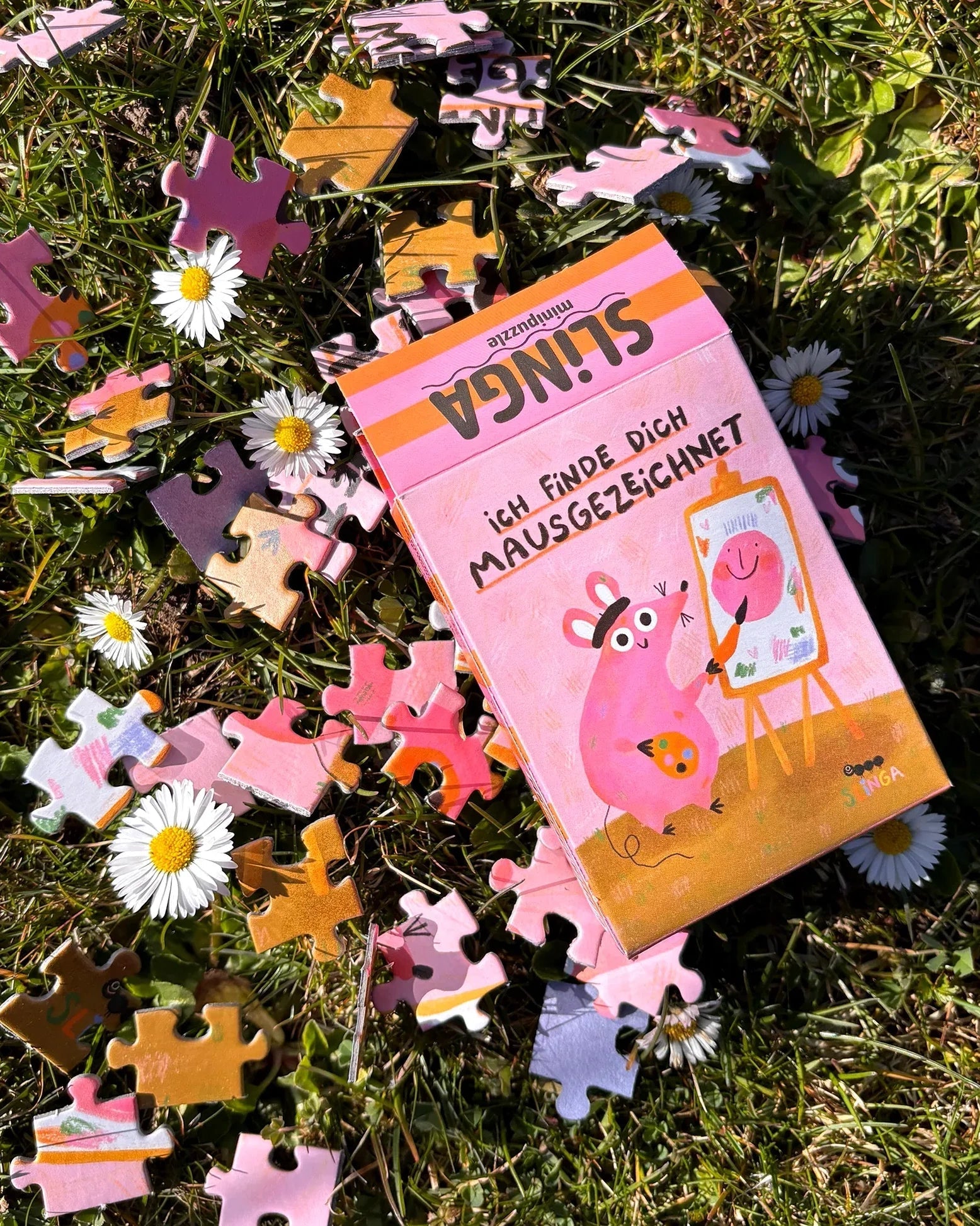 Slinga Illustration - WELS IN DER BRANDUNG Mini-Puzzle - ROSA ECK