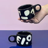 SOMANYBLOBS - BLOBS Cappuccinotasse (150 ml) • Schwarz - ROSA ECK