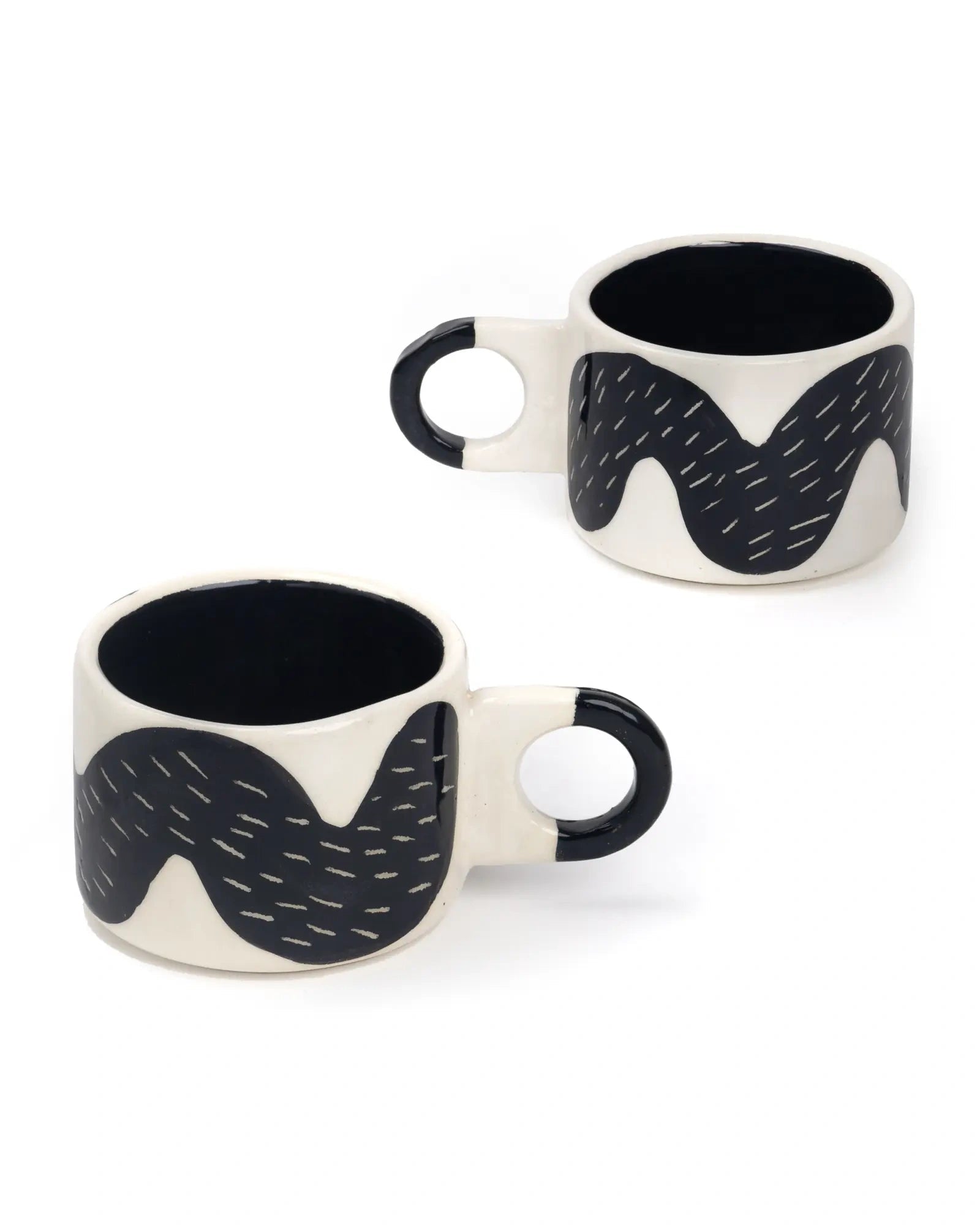 SOMANYBLOBS - CHUNKY LINE Cappuccinotasse (150 ml) • Schwarz - ROSA ECK