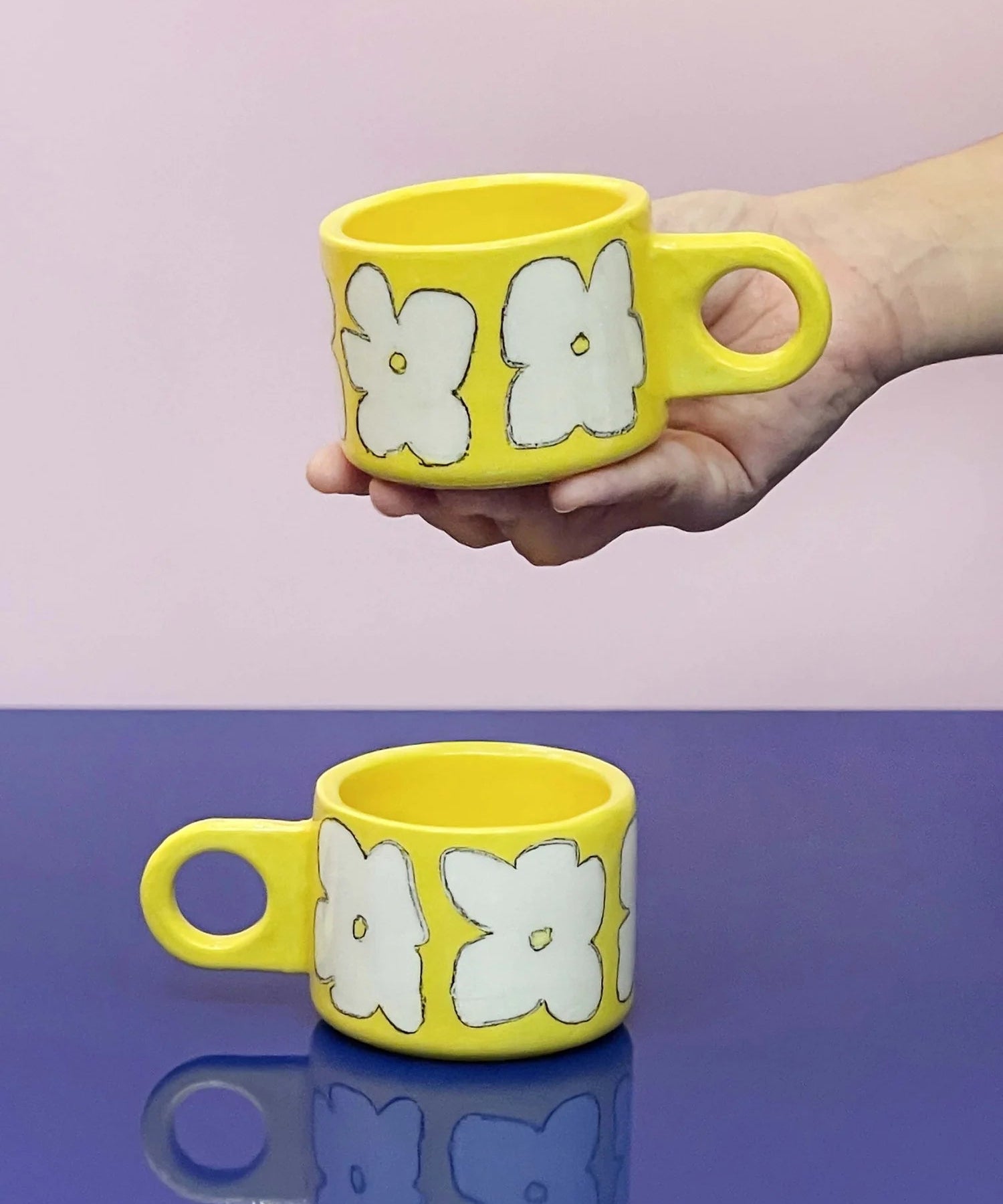 SOMANYBLOBS - FLOWERS Cappuccinotasse (150 ml) • Gelb - ROSA ECK