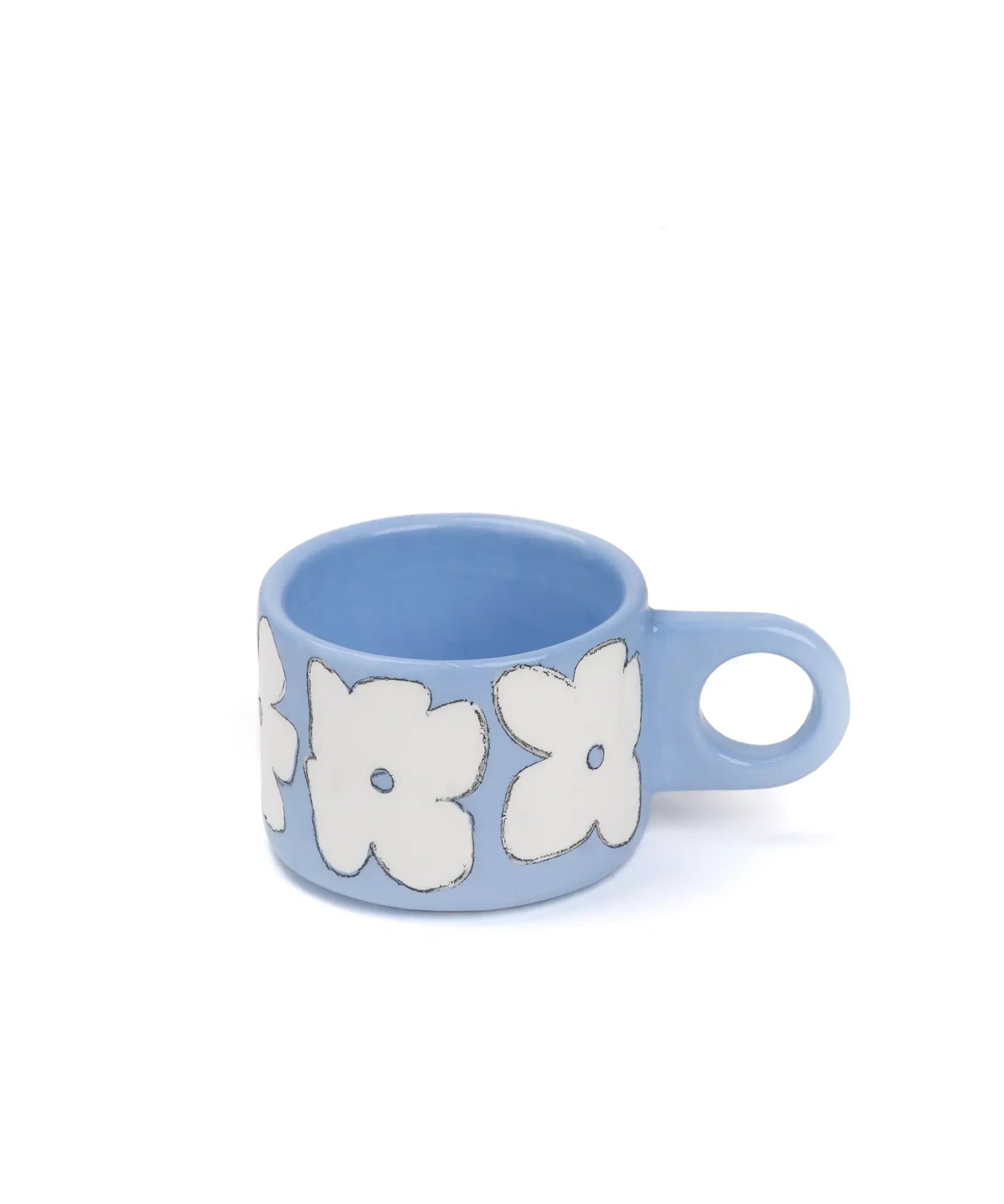 SOMANYBLOBS - FLOWERS Cappuccinotasse (150 ml) • Hellblau - ROSA ECK