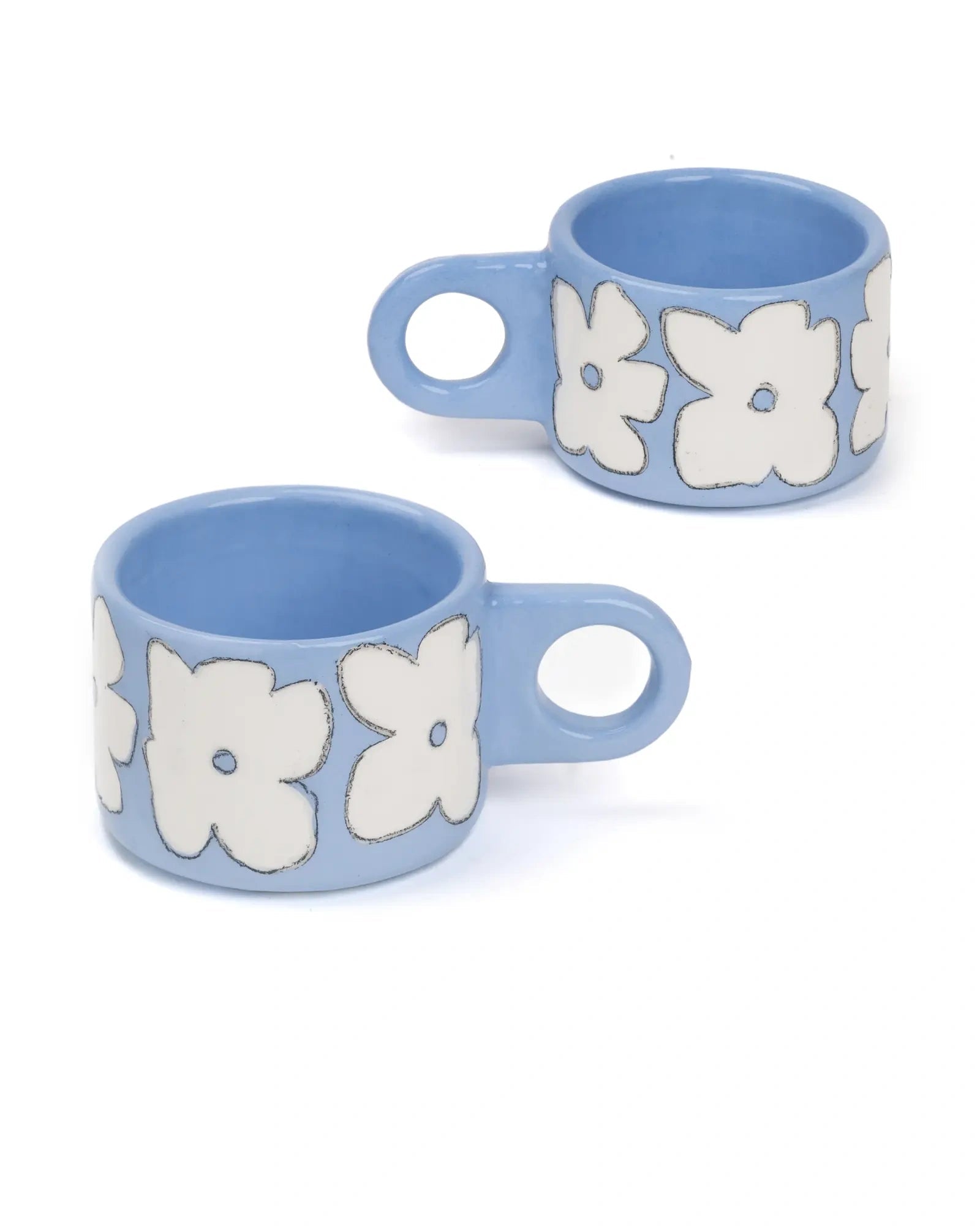 SOMANYBLOBS - FLOWERS Cappuccinotasse (150 ml) • Hellblau - ROSA ECK