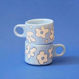 SOMANYBLOBS - FLOWERS Cappuccinotasse (150 ml) • Hellblau - ROSA ECK