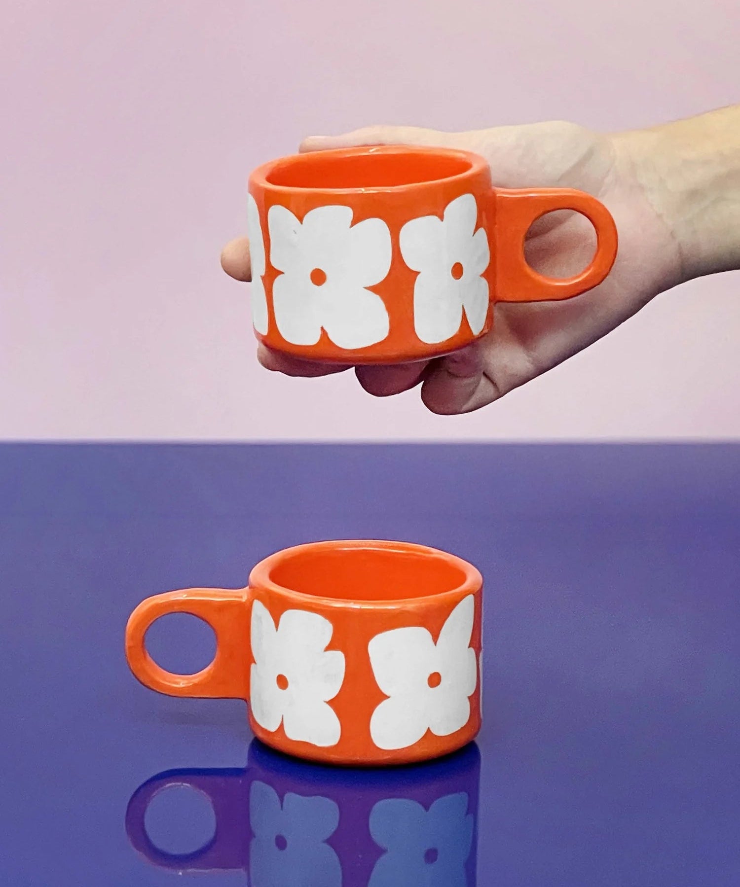 SOMANYBLOBS - FLOWERS Cappuccinotasse (150 ml) • Orange - ROSA ECK