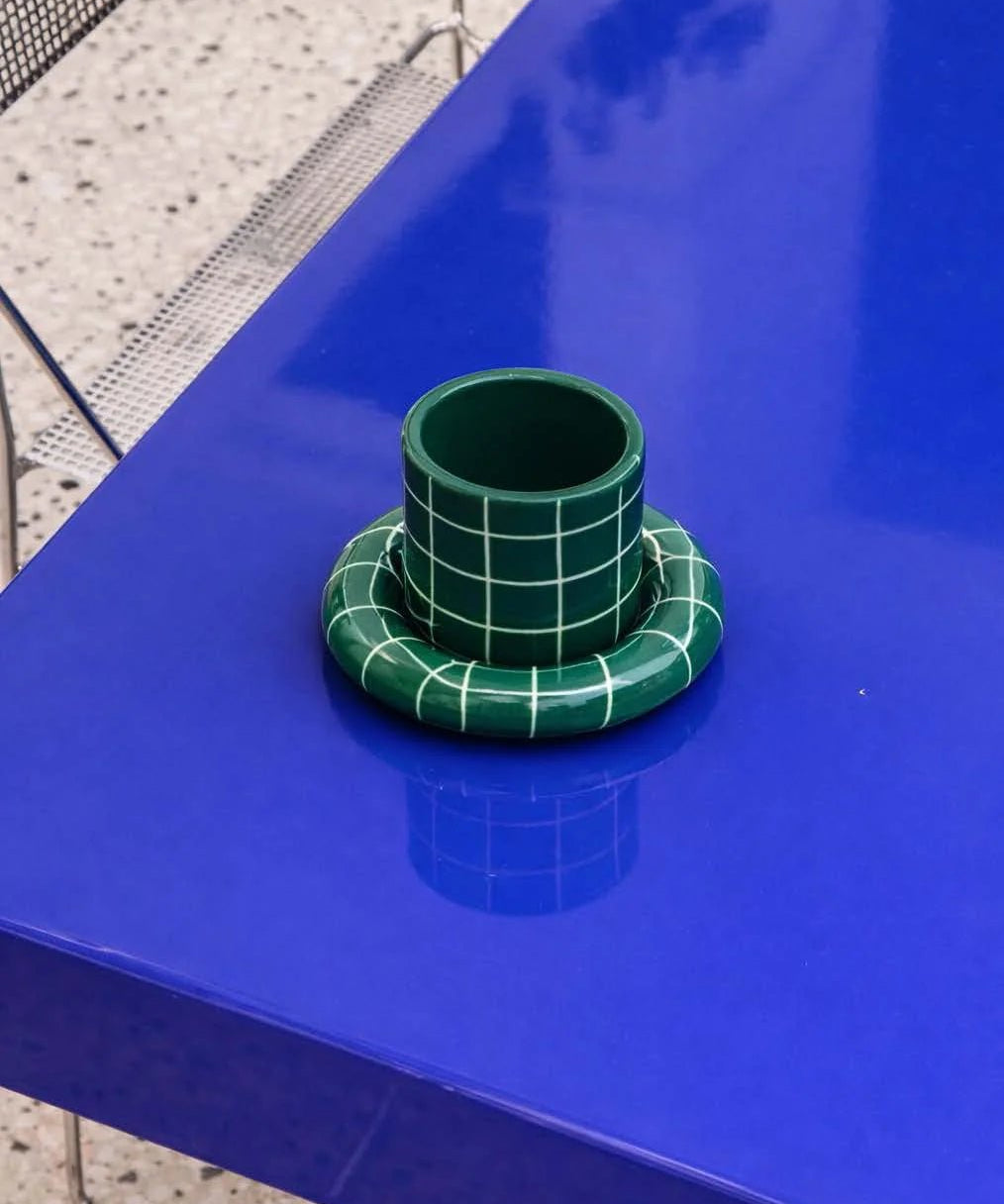 SOMANYBLOBS - GRID Espressobecher mit Untertasse (65 ml) • Grün - ROSA ECK