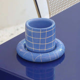 SOMANYBLOBS - GRID Espressobecher mit Untertasse (65 ml) • Hellblau - ROSA ECK